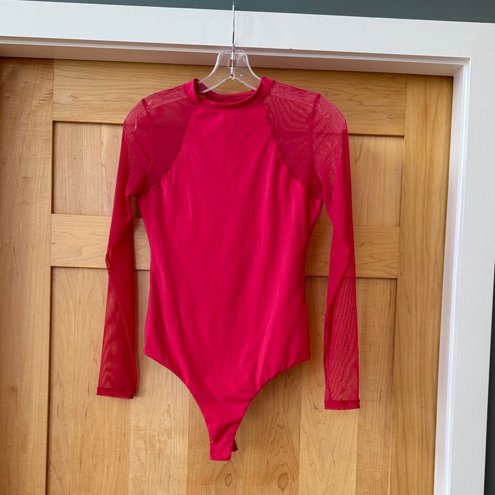 Elegant Red Long Sleeve Bodysuit